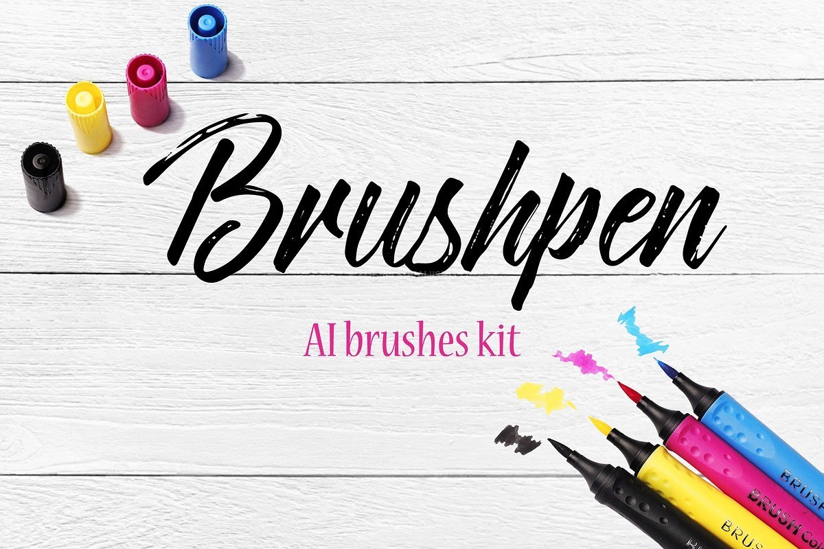 140+真实手绘毛笔马克笔AI笔刷